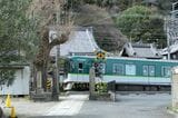 寺の参道を横切る（記者撮影）