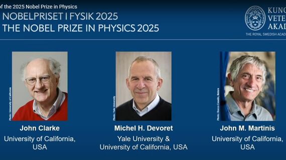 (画像:YouTubeチャンネル「Nobel Prize」Announcement of the 2025 Nobel Prize in Physicsより)