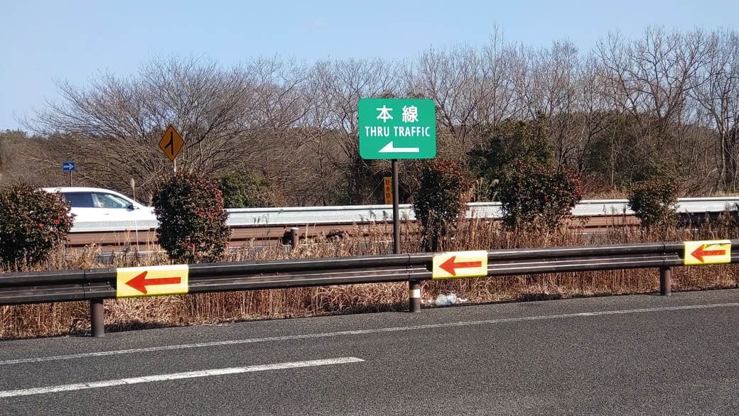 本線側の植え込みにごみらしきものが見えた