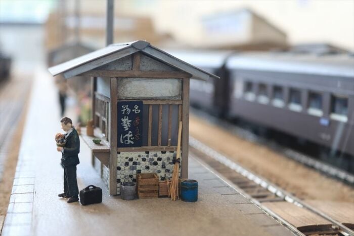 今庄駅の待合室に展示されているジオラマ