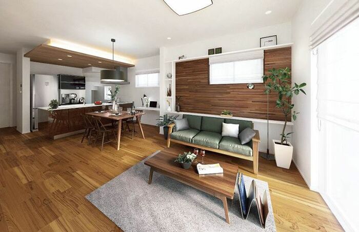 レリーフをあしらった高級感のあるワンランク上のリビング