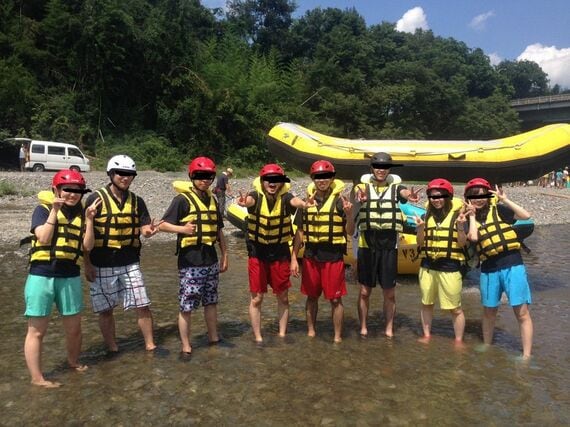 ラフティングの集合写真
