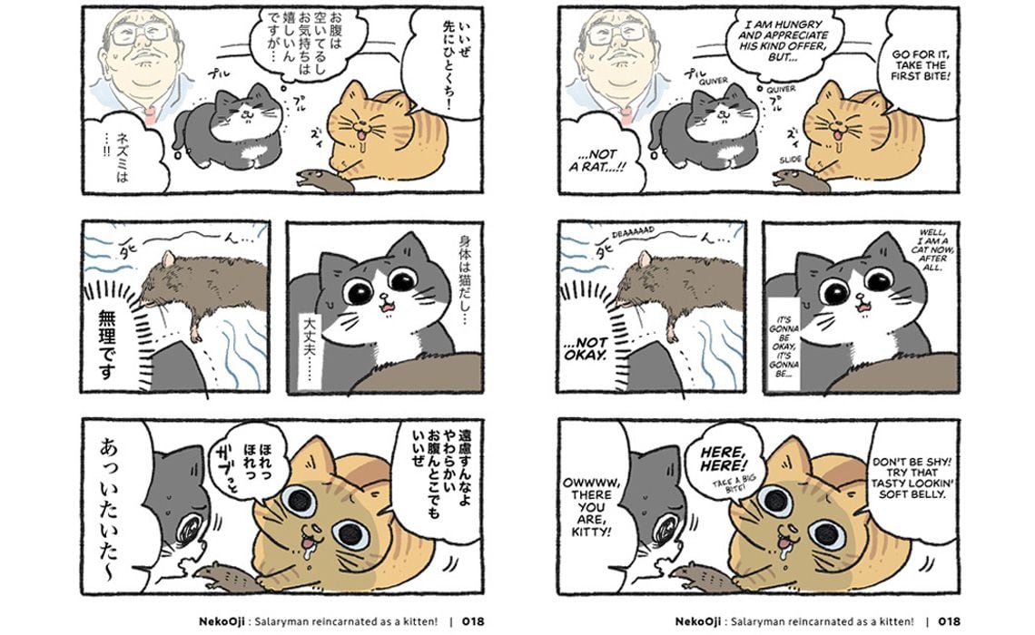 翻訳前と翻訳後の漫画