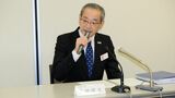 決算会見で業績などについて説明をする米田昭正社長。親会社の近鉄グループホールディングスの社長就任が内定していたが、今回の件で立ち消えとなった（記者撮影）