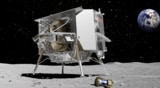 月面上のアストロボティックテクノロジー社の着陸船「ペレグリン」（中央）と月面探査車「YAOKI」の月での活動イメージ（写真：ダイモン）