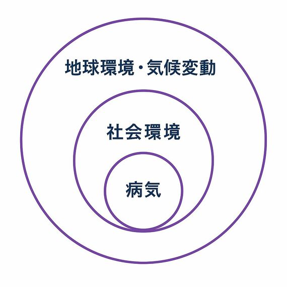 病気と環境の相関性を表したイメージ図