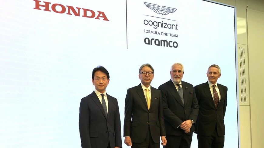 ホンダ、アストンマーティン両陣営のトップが記者会見を行った（筆者撮影）