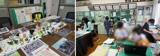 前任校では校長室に知育玩具を置き（左）、すべての子どもたちに開放（右）