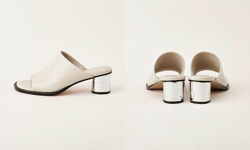 メタリックヒールサンダル50（白にシルバーのヒール）