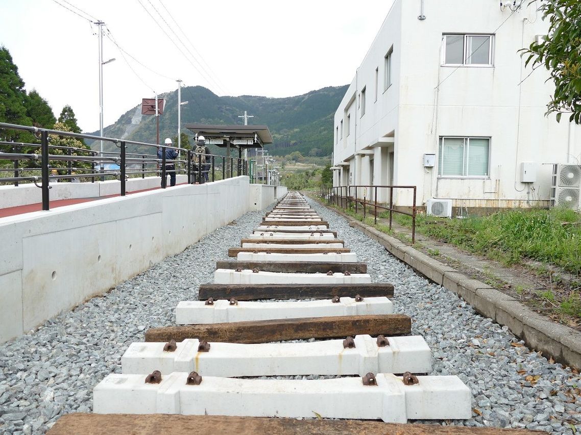 線路を敷く前の立野駅（熊本方面のりば）