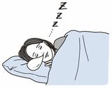 「セロトニン」の増加と「ノルアドレナリン」の降下の影響で、サウナ浴後約2～3時間後に最も入眠しやすくなり、眠りの深さも増加しやすくなる（イラスト『究極の「サウナフルネス」世界最高の教科書』より）