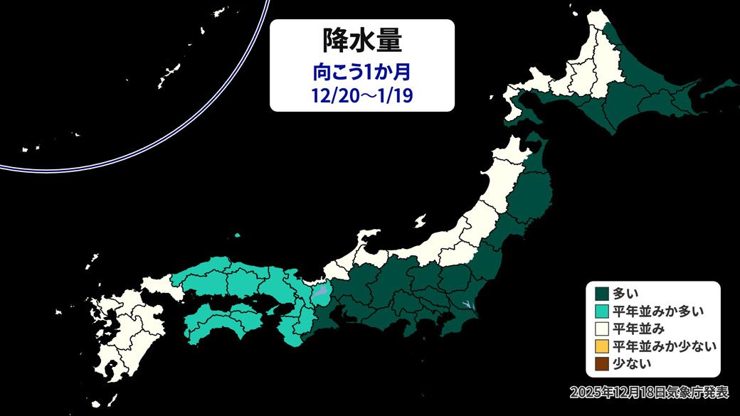 1か月予報（降水量）
