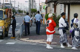 泉大津市の横転現場付近 だんじり横転