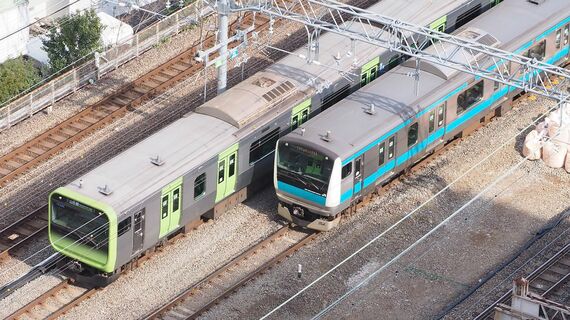 田町駅付近 山手線 京浜東北線 上空から