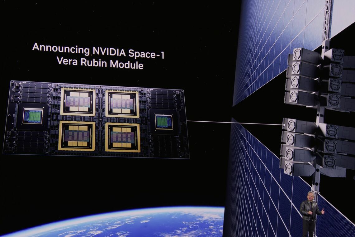 NVIDIAが発表した Space-1 Vera Rubinとそれを使う軌道上データセンターのCGイメージ