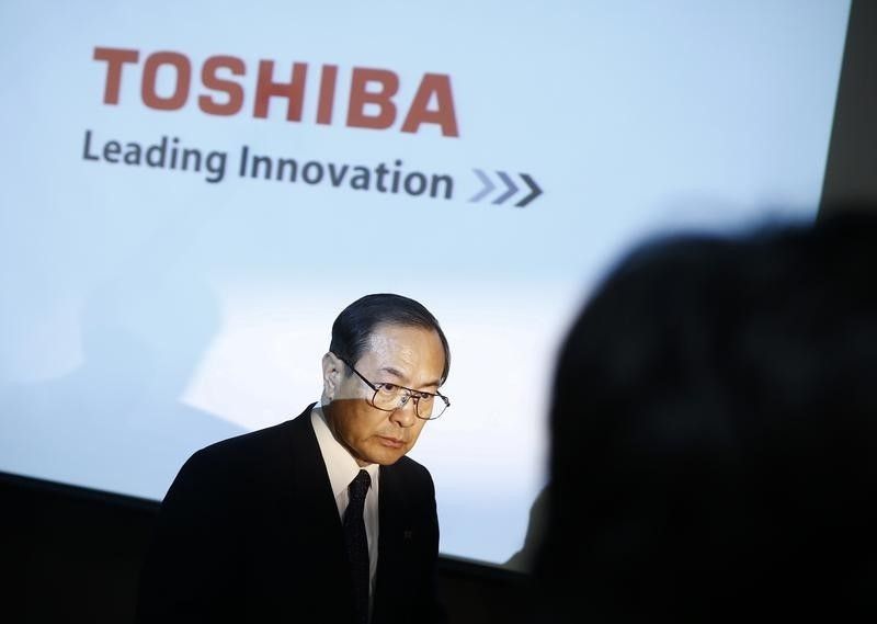 　４月２０日、東芝は指名委員会を開催し、室町正志社長の退任を決める。関係筋が明らかにした。写真は都内で３月撮影（２０１６年　ロイター/Thomas Peter）