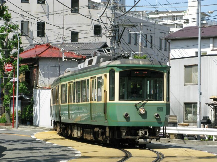 龍口寺前の急カーブを行く20形（撮影：南正時）