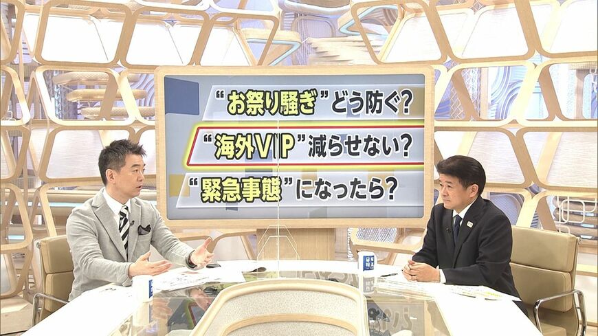 入国する大会関係者の削減を話し合う（写真：FNNプライムオンライン「日曜報道 THE PRIME」より）