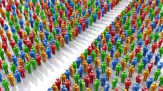 人々の分裂・分断、人型アイコンの集団