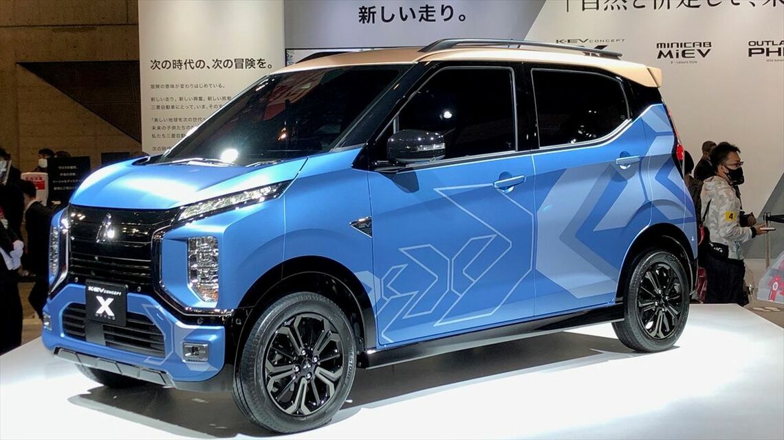 東京オートサロン2022で公開された軽自動車のEV、三菱「K-EVコンセプト Xスタイル」（筆者撮影）