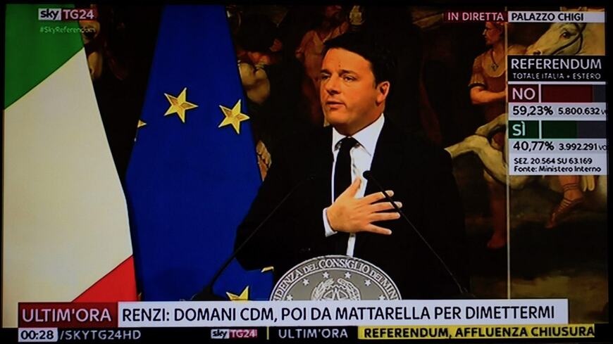 イタリアの憲法改正の国民投票は反対多数で否決され、レンツィ首相は辞任を表明した（写真：AP/アフロ）