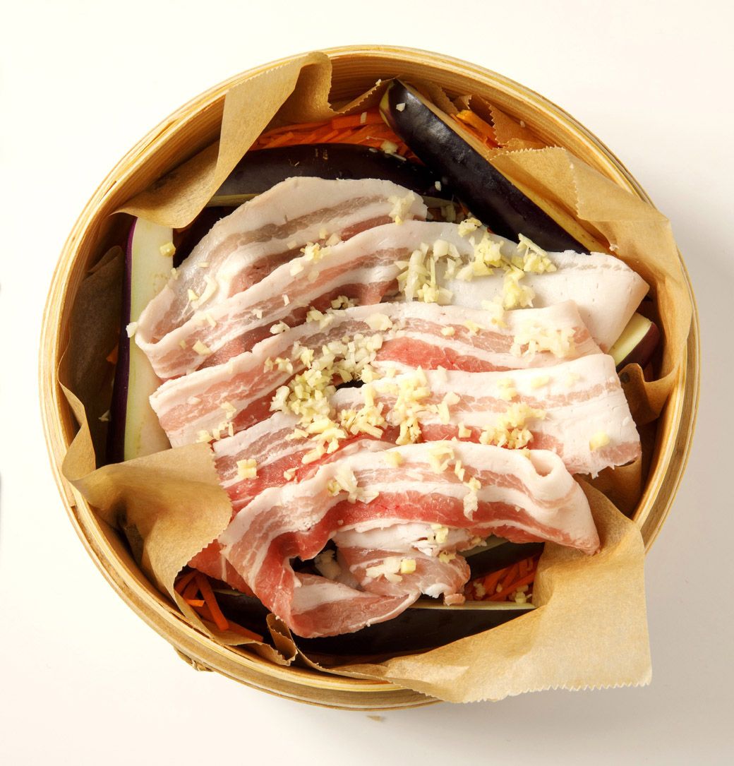 なすと豚肉の中華蒸し