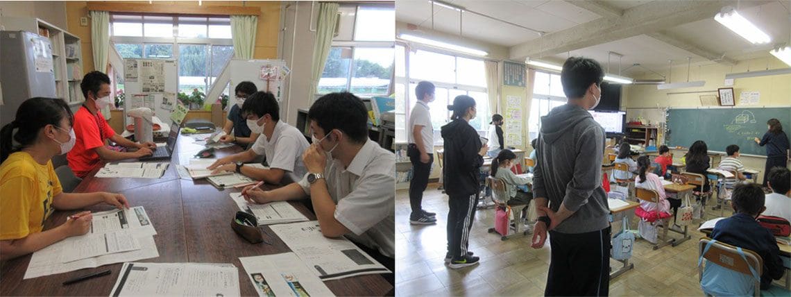 自主研修が増えた（左）ほか、積極的にお互いの授業を見合って学ぶようになった（右）