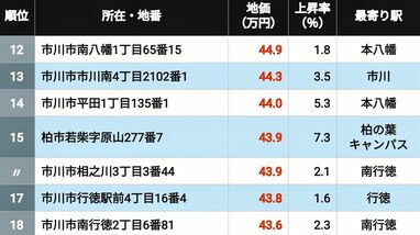 【2026年版】地価が高い｢千葉県の住宅地｣ランキングTOP300 3位は本八幡､2位が津田沼､では1位になった地点は？