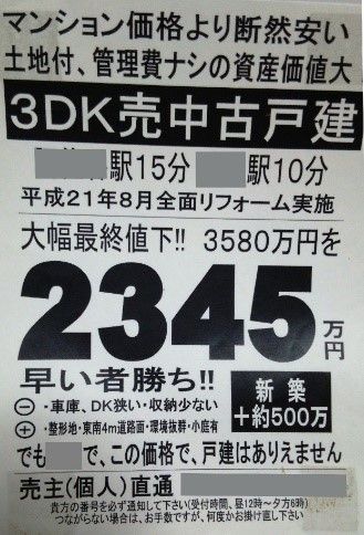 悪質な電柱広告（筆者撮影）