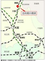 JR宇都宮線・古利根川橋梁の位置（記者作図）