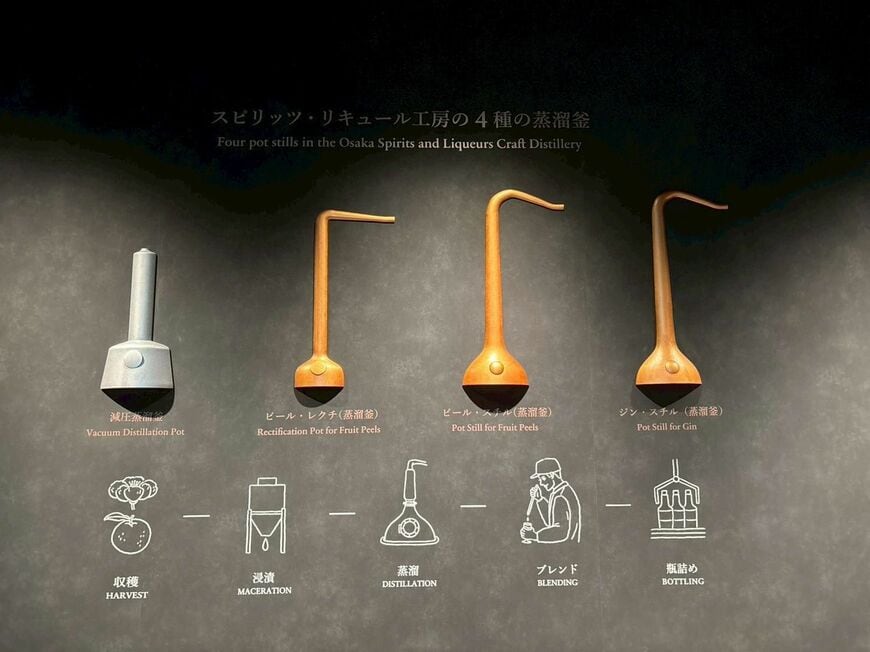 4種の蒸溜器の模型（写真：筆者撮影）