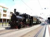 ドイツ・ダルムシュタットの市電では蒸気機関車牽引の観光列車も走る（撮影：南正時）