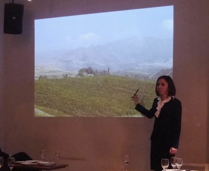 ウズベキスタンのワインを解説する風景（写真：オルズグル氏提供）