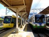 越前武生（現・たけふ新）駅で並んだ「キーボ」と770形（撮影：南正時）