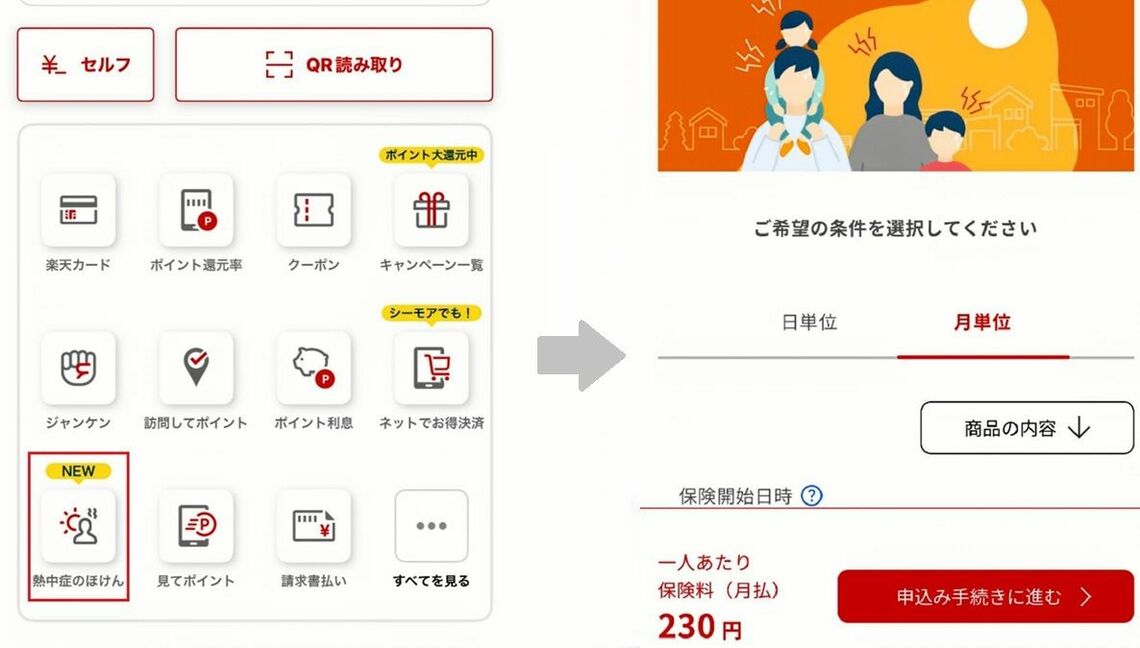 楽天ペイの「熱中症のほけん」サービス