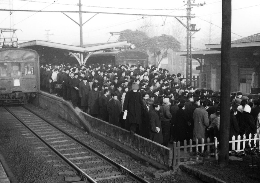 東武東上線 ときわ台駅 朝のラッシュ 1957年頃