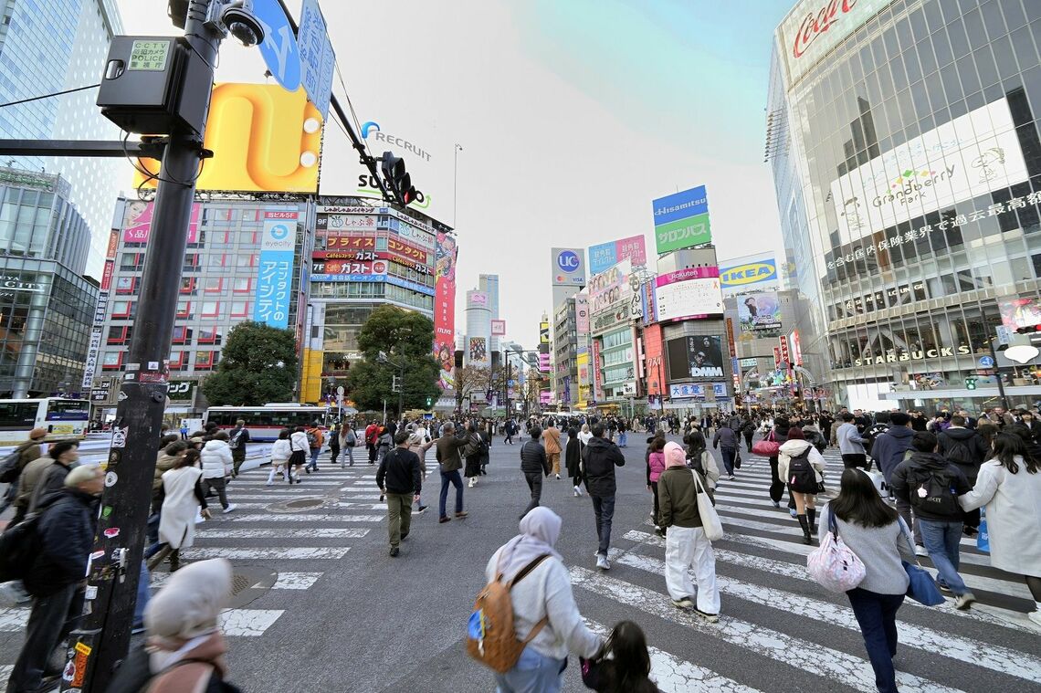 同じ場所から撮った現在の渋谷（写真：2024年12月11日、梅谷秀司撮影）