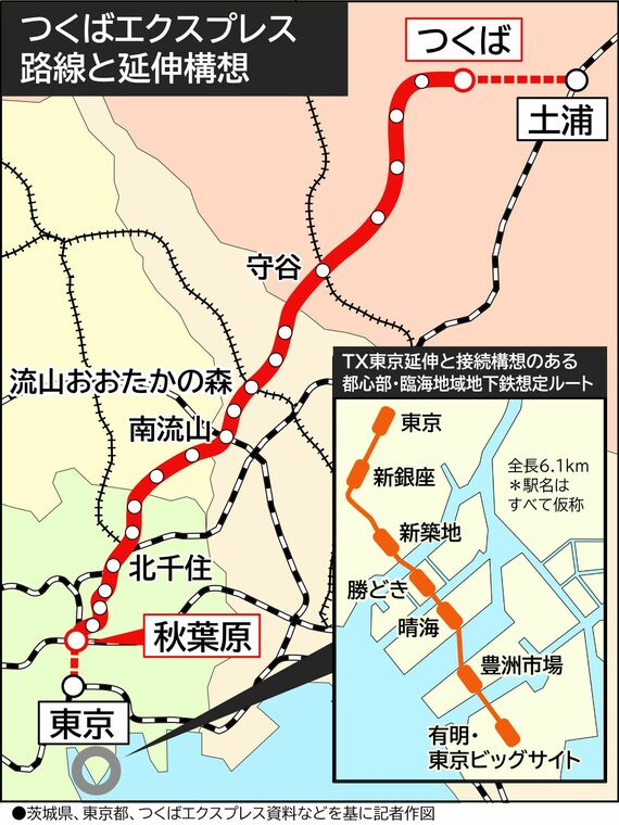 TX路線図と延伸構想