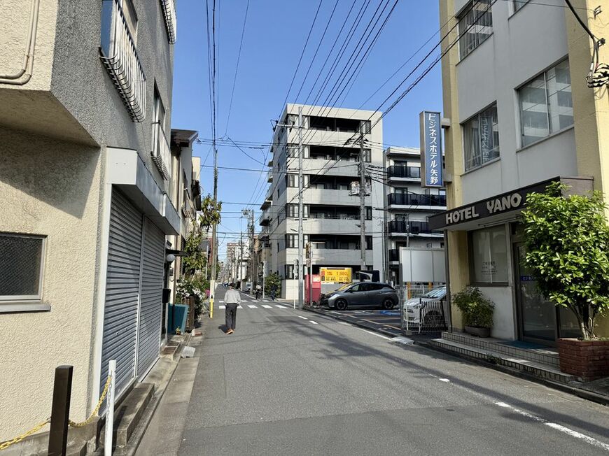 ぽつぽつとビジネスホテルが建っているが、ほとんどが住宅になっている（写真：筆者撮影）