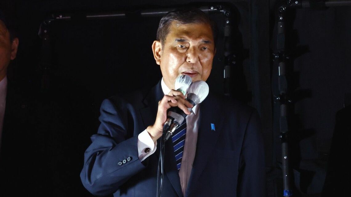 2024年の衆議院議員選挙で街頭演説を行う石破茂首相（撮影：尾形文繁）