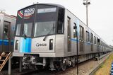 横浜市営地下鉄ブルーラインの最新型、4000形車両（記者撮影）