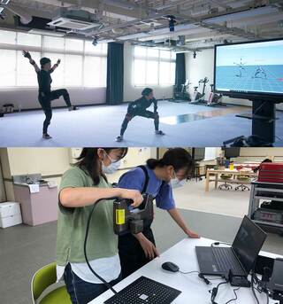モーションキャプチャー（上）や3Dスキャナー（下）なども用いて伸び伸びと学ぶ