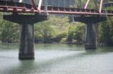 船明―相津間：「夢のかけ橋」は佐久間線用として整備された橋脚を活用して人道橋の橋桁を架設した（筆者撮影）