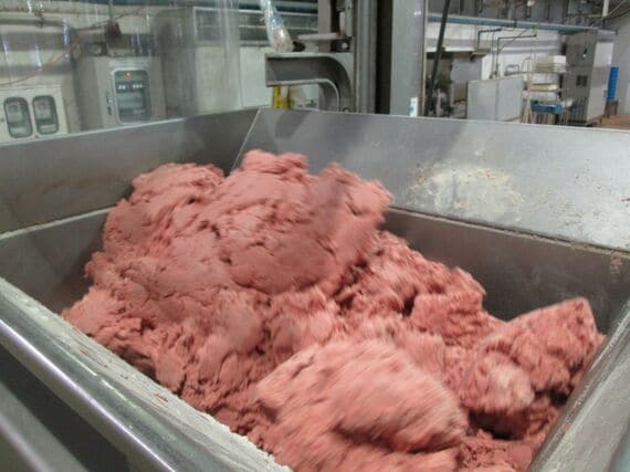工場見学では鶏肉が投入されるシーンが人気