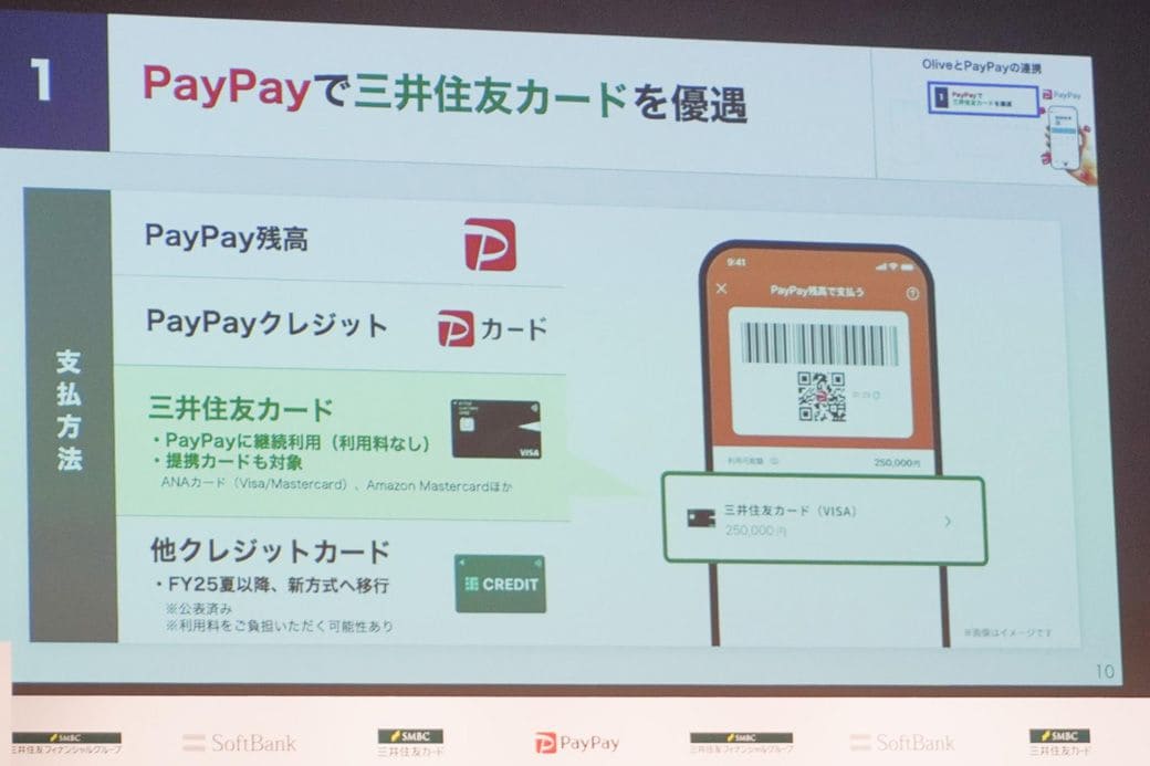 PayPayカードの「新方式」は三井住友カードについては対象外とする（筆者撮影）