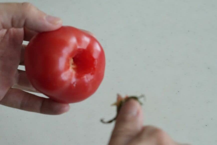 トマトは熟れた赤いものを使いましょう