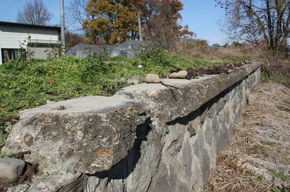 蔵王高速電鉄 中川駅予定地 ホーム石垣