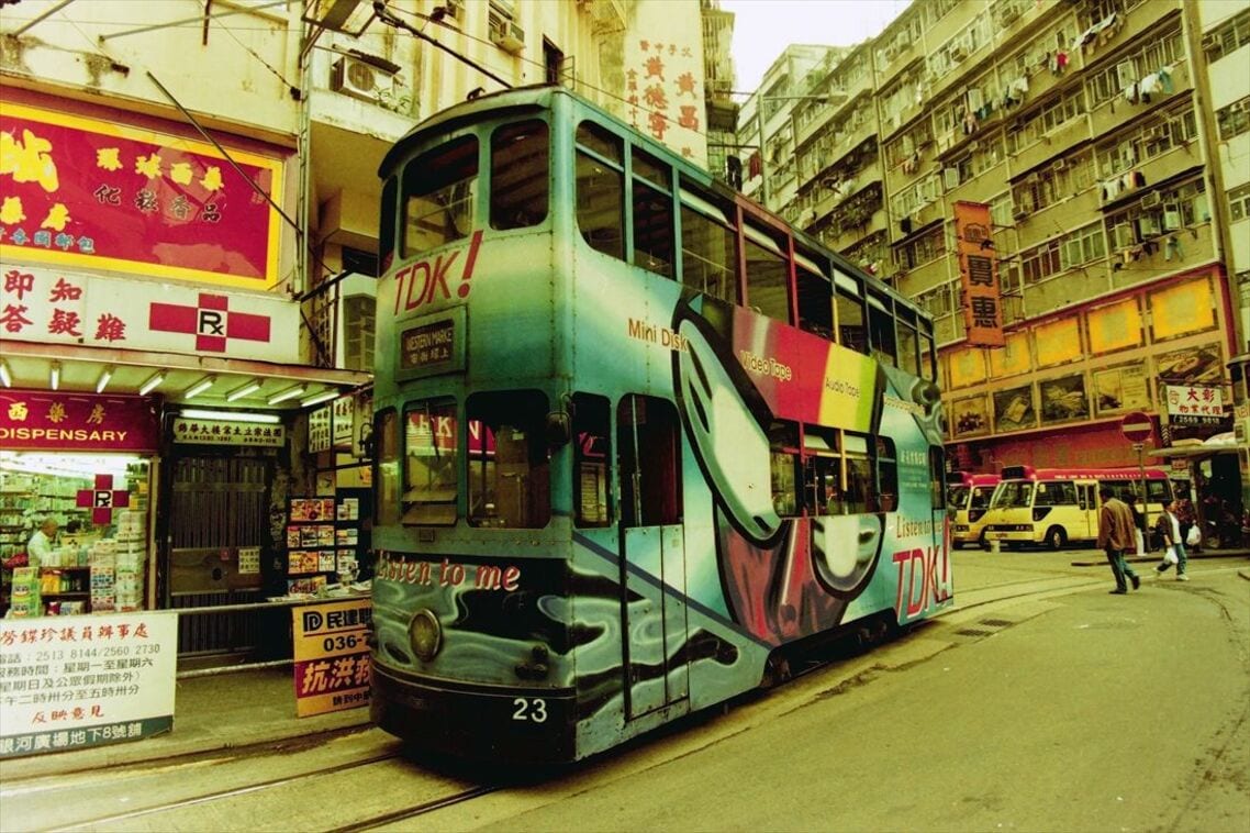 香港名物の2階建て路面電車（トラム）