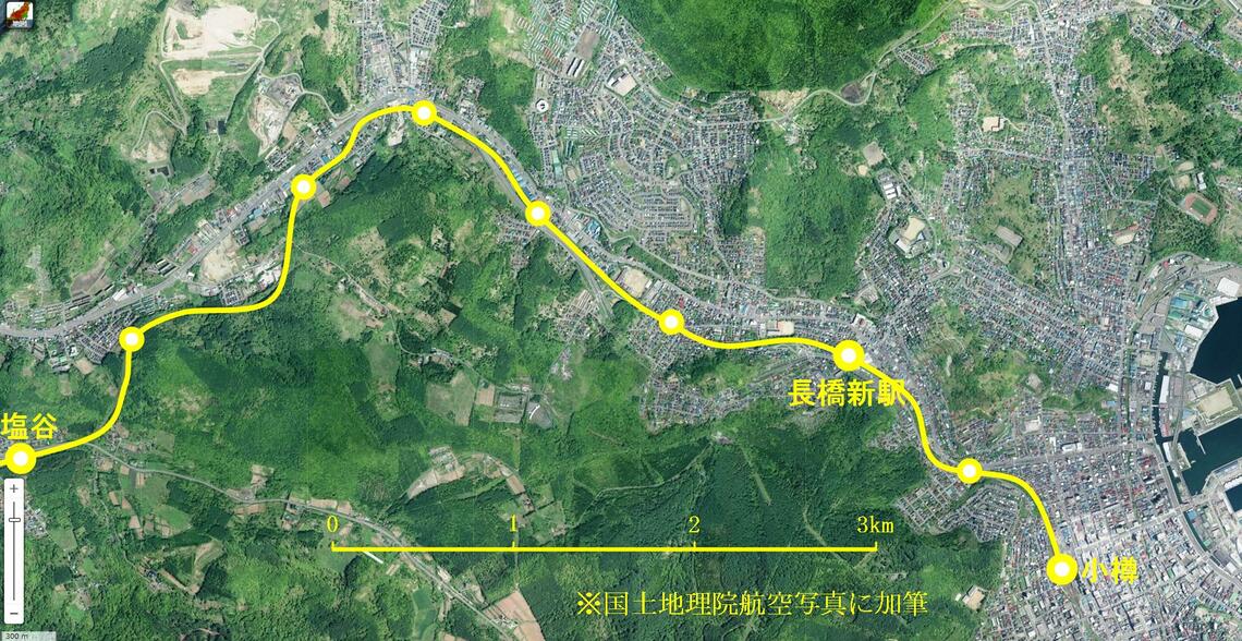 鉄道コンサルタントが提案していた小樽市内の新駅構想（画像：ライトレール）