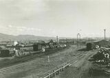 1962年の岩内駅全景。この年まで茅沼炭鉱専用鉄道が接続し石炭の出荷も行われていた（写真：岩内町郷土館）